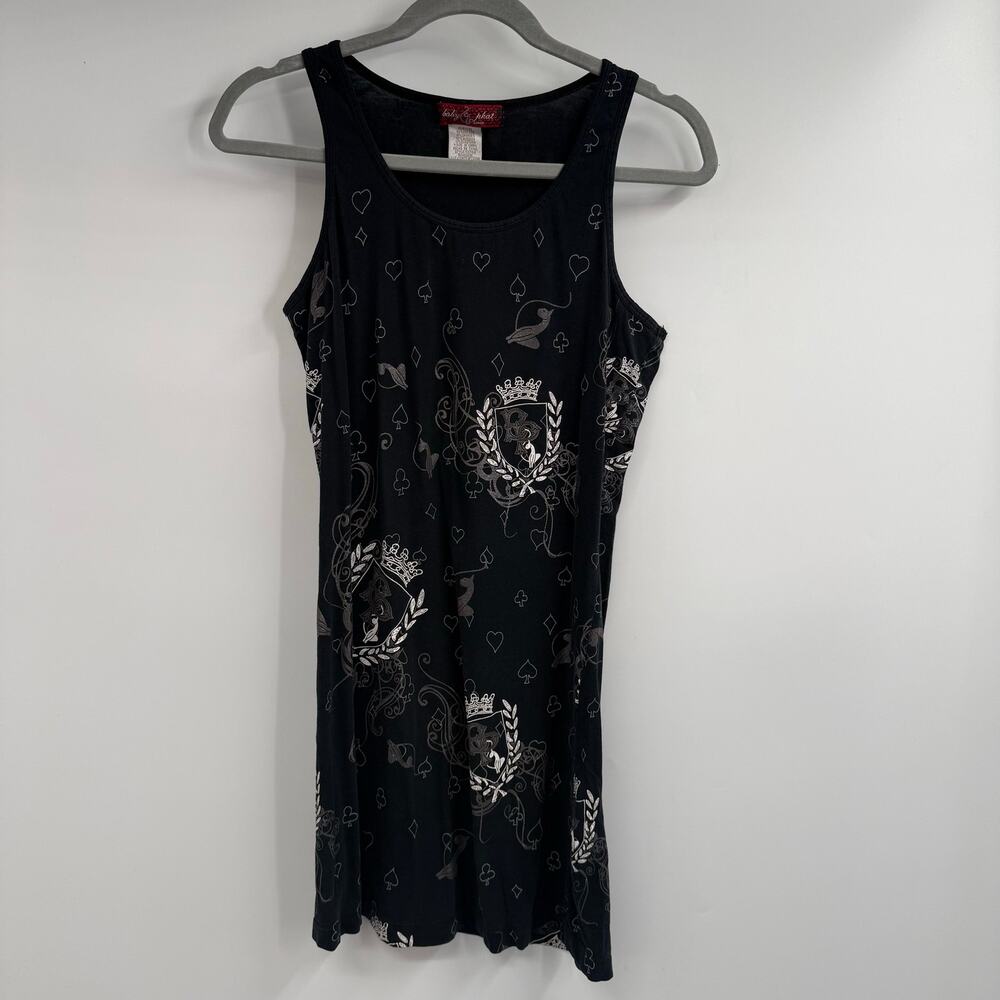 VTG Y2K Baby Phat Tank Dress Womens Large Black Graphic Logo Sleeveless Mini